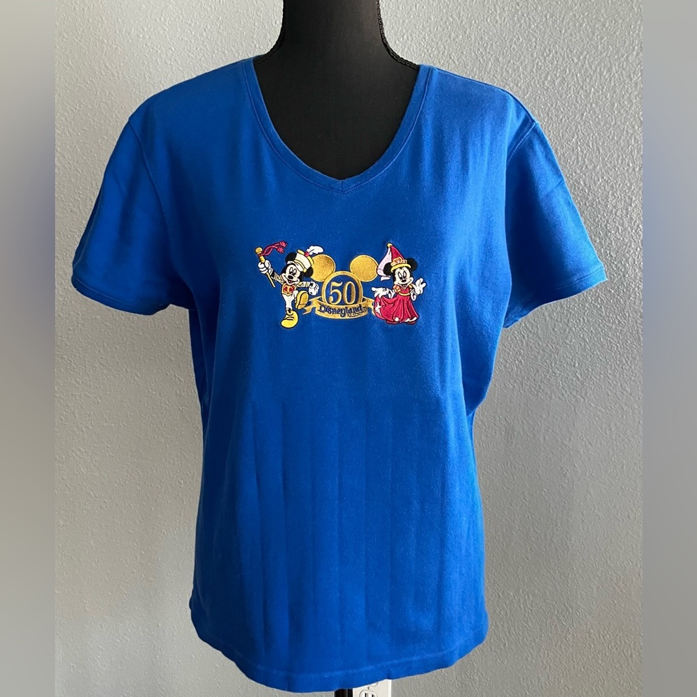 Vintage Disneyland 50th Anniversary T-Shirt, blue with brand graphic logo